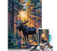 Jigsaw Forest Moose Puzzles for Adults Teens 1000 Pieces,Educational Games Home Decoration Artists Collection, Fine Art 50x75cm