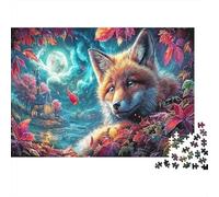 Jigsaw Fox Resting in Autumn Moonlight Puzzle 1000 Pieces Adults Wildlife Educational Games Home Decoration 52x38cm/1000pcs