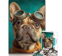 Jigsaw French Bulldog Pilot 1000 Piece Jigsaw Puzzle for Adults Teens,Wall Decoration Unique Birthday And Xmas Gifts Suitable for And 14 50x75cm