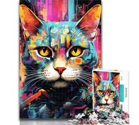 Jigsaw Futuristic Cat Jigsaws Puzzles 1000 Pieces for Adults Gifts,Birthday Gift Idea for Adults, Family Game And Hobby 26x38cm