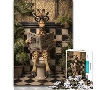 Jigsaw Giraffe on The Toilet Jigsaw Puzzle 1000 Pieces for Adults,Decompressing Intellectual Educational Toy Great Gifts And Toys 26x38cm