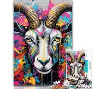 Jigsaw Goat Graffiti 1000 Piece Jigsaw Puzzles for Adults,Toys Educational Games Stress Relieving Unique Home Decor And Gifts 75x50cm