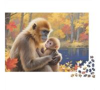 Jigsaw Golden Monkey 1000 Piece Challenge Game for Adults,Idyllic Autumn Forest Impossible Jigsaw Puzzles 1000 Piece Educational Games for Adults Or Families 1000pcs (75x50cm)