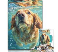 Jigsaw Golden Retriever 1000 Piece Jigsaw Puzzles for Adults,Stress Reliever Difficult Challenge Enhance Love between Couples 50x75cm
