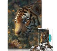 Jigsaw Golden Tiger Puzzles for Adults 1000 Pieces,Artistic Wall Decor & Birthday Gift Idea for Friends, Home Office 26x38cm