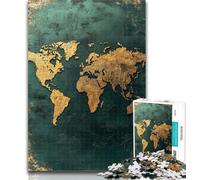 Jigsaw Golden World Map 1000 Pieces Jigsaw Puzzles For Teens And Adults,Birthday Present, Gifts, Wall Art for And Age 14 Years Up 26x38cm