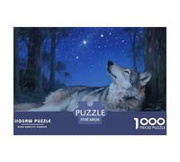 Jigsaw Gray Wolf 1000 Piece Challenge Game for Adults,Starry Forest Impossible Jigsaw Puzzles 1000 Piece Educational Games for Adults Or Families 38x26cm/1000pcs