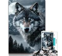 Jigsaw Gray Wolf Jigsaw Puzzles for Adults 1000,Toys Educational Games Stress Relieving Unique Home Decor And Gifts 26x38cm