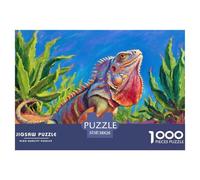 Jigsaw Green Iguana 1000 Pieces Challenge Game for Adults,Succulent Plant Impossible Jigsaw Puzzles 1000 Piece Educational Games for Adults Or Families 38x26cm/1000pcs