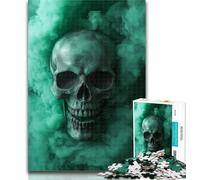 Jigsaw Green Smoke Skull 1000 Pieces Jigsaw Puzzles For Teens And Adults,Birthday Present, Gifts, Wall Art for And Age 14 Years Up 26x38cm