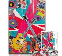 Jigsaw Guitar Record Collage 1000 Piece Jigsaw Puzzle for Adults And Teenagers,Decompressing Intellectual Educational Toy Birthday Present, Gifts 26x38cm