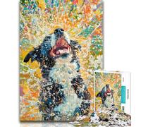 Jigsaw Happy Border Collie 1000 Pieces Jigsaw Puzzle for Adults& Teens,Educational Game for Birthday, Chrismas for Ages 14+ 50x75cm