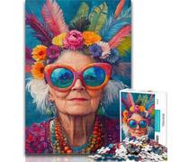 Jigsaw Happy Grandma 1000 Piece Jigsaw Puzzles for Teenagers,for Age 14+ Impossible Game Best Gift for Adults And Teenagers 26x38cm