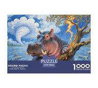 Jigsaw Hippo 1000 Piece Challenge Game for Adults,Stormy Weather Impossible Jigsaw Puzzles 1000 Piece Educational Games for Adults Or Families 38x26cm/1000pcs