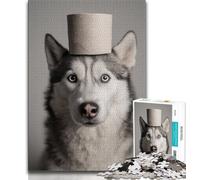 Jigsaw Husky Playing with Toilet Paper Jigsaw Puzzles for Adults 1000,Toys Educational Games Stress Relieving Unique Home Decor And Gifts (50x75cm)