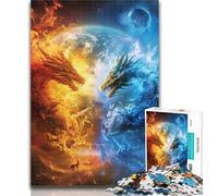 Jigsaw Ice And Fire Dragon Jigsaw Puzzles 1000 Pieces for Adults Teens,is Ideal As A Gift for The Whole Family Suitable for And 14 26x38cm