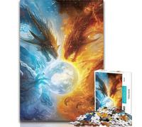 Jigsaw Ice And Fire Dragon Jigsaws Puzzles 1000 Pieces for Teenagers Gifts,Fun Activity for Home, Rainy Days Toys, Birthday Gifts 26x38cm