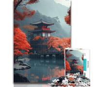Jigsaw Japanese Style Landscape Puzzles for Adults Teens 1000 Pieces,Educational Games Home Decoration Artists Collection, Fine Art 26x38cm