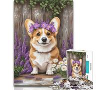 Jigsaw Lavender Corgi 1000 Piece Jigsaw Puzzles for Adults & Teens,Learning Educational Toy for Is Ideal As A Gift for The Whole Family 26x38cm