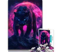 Jigsaw Leopard Under The Blood Moon Jigsaw Puzzles for Teenagers,with Fully Interlocking Randomly Shaped Pieces for And 14 Years Old 50x75cm