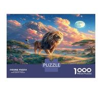 Jigsaw Lion on Moonlit Savanna 1000 Pieces Puzzle Educational Game Wildlife Adults, Home Decoration Great Gift Adults 70x50cm/1000pcs