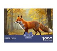 Jigsaw Little Fox 1000 Piece Challenge Game for Adults,Autumn Forest Landscape Impossible Jigsaw Puzzles 1000 Piece Educational Games for Adults Or Families 38x26cm/1000pcs