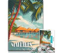 Jigsaw Maldives Beach Bliss Jigsaw Puzzles 1000 Pieces for Adults Teens,is Ideal As A Gift for The Whole Family Suitable for And 14 26x38cm