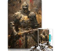 Jigsaw Medieval Knight Warrior Painting 1000 Pieces Jigsaw Puzzle for Adults& Teens,Educational Game for Birthday, Chrismas for Ages 14+ 50x75cm