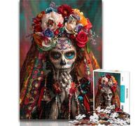 Jigsaw Mexican Style Skull Puzzles for Adults 1000 Pieces,Artistic Wall Decor & Birthday Gift Idea for Friends, Home Office 26x38cm