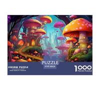 Jigsaw Mushroom Fairy Tale Forest 1000 Pieces Challenge Toy for Adults,Fantasy Cabin Impossible Jigsaw Puzzles 1000 Pieces Educational Game 38x26cm/1000pcs