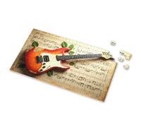Jigsaw Music Notes Harmony: Electric Guitar On Sheet Music Background Picture Puzzle 1000 Piece Puzzles Toddler Puzzles(1000PCS)