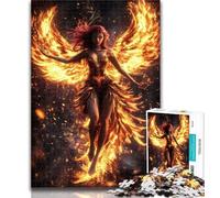 Jigsaw Mysterious Phoenix Girl 1000 Piece Jigsaw Puzzles for Adults,Stress Reliever Difficult Challenge Enhance Love between Couples 26x38cm