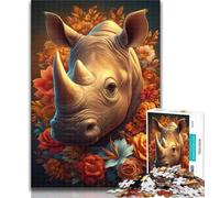 Jigsaw Mysterious Rhino Puzzles for Adults And Teenagers,Challenging Difficult with Fully Interlocking Randomly Shaped Pieces 50x75cm