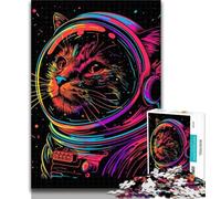 Jigsaw Neon Astronaut Cat Jigsaws Puzzles 1000 Pieces for Teenagers Gifts,Fun Activity for Home, Rainy Days Toys, Birthday Gifts 50x75cm
