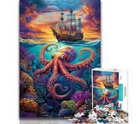 Jigsaw Ocean Octopus 1000 Piece Jigsaw Puzzles for Adults & Teens,Learning Educational Toy for Is Ideal As A Gift for The Whole Family 50x75cm