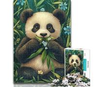 Jigsaw Panda Eating Bamboo Jigsaw Puzzles for Teenagers 1000 Pieces,Birthday Present, Gifts, Wall Art for And Age 14 Years Up 50x75cm