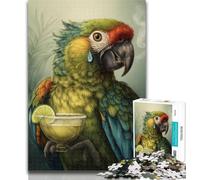 Jigsaw Parrot Drinking Coffee Jigsaws Puzzles 1000 Pieces for Adults Gifts,for Educational Game Challenge Toy Unique Home Decor And Gifts 50x75cm