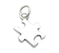Jigsaw Piece sterling silver charm .925 x 1 Autism Autistic Puzzle charms