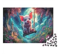 Jigsaw Piglet on Tree Swing Puzzle 1000 Pieces Adults Wildlife Men Women Educational Games Challenging 52x38cm/1000pcs