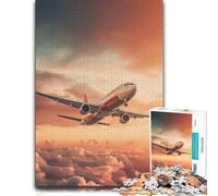 Jigsaw Plane Sunset 1000pcs (70x50cm) Adult Puzzle | Tabletop puzzle activity around the table for screen-free time.