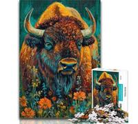Jigsaw Poppy Bison Puzzles for Adults Teens 1000 Pieces,Educational Games Home Decoration Artists Collection, Fine Art 26x38cm