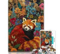 Jigsaw Psychedelic Animal Red Panda 1000 Piece Jigsaw Puzzles for Adults & Teens,Learning Educational Toy for Is Ideal As A Gift for The Whole Family (26x38cm)