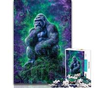 Jigsaw Psychedelic Chimpanzee 1000 Piece Jigsaw Puzzle for Adults Teens,Challenging Game And Family Play Parent-child Interaction 26x38cm