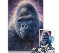 Jigsaw Psychedelic Chimpanzee Jigsaw Puzzle 1000 Pieces for Adults,Toys Educational Games Stress Relieving Artists Collection, Fine Art 26x38cm