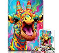 Jigsaw Psychedelic Giraffe 1000 Piece Jigsaw Puzzles for Adults,Toys Educational Games Stress Relieving Unique Home Decor And Gifts 75x50cm