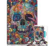 Jigsaw Psychedelic Skull 1000 Piece Jigsaw Puzzles for Adults & Teens,Learning Educational Toy for Is Ideal As A Gift for The Whole Family (50x75cm)