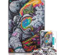 Jigsaw Psychedelic Smoke Astronaut Jigsaw Puzzles for Adults 1000 Piece,for Is Ideal As A Gift for The Whole Family for And 14 Years Old 75x50cm