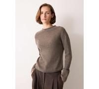 Jigsaw Pure Cashmere Round Neck Fluted Cuff Jumper Taupe