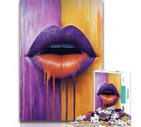 Jigsaw Purple Lips 1000 Piece Jigsaw Puzzles for Adults,Toys Educational Games Stress Relieving Unique Home Decor And Gifts 75x50cm