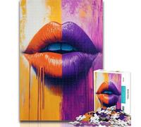Jigsaw Purple Lips Puzzles for Adults 1000 Pieces,Artistic Wall Decor & Birthday Gift Idea for Friends, Home Office 50x75cm